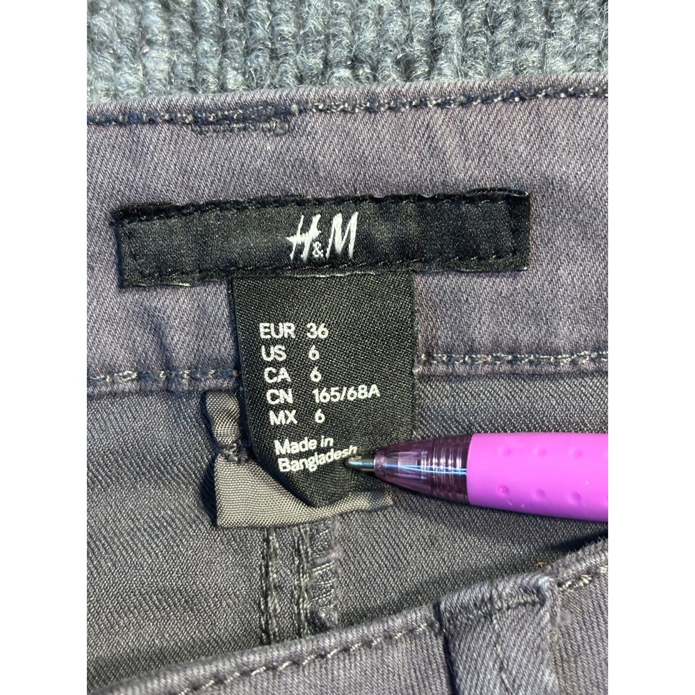 H&M Skinny Jeans Womens Size 6 Gray Denim Stretch‎ Low Rise Dark Wash Flat Front - Picture 5 of 10